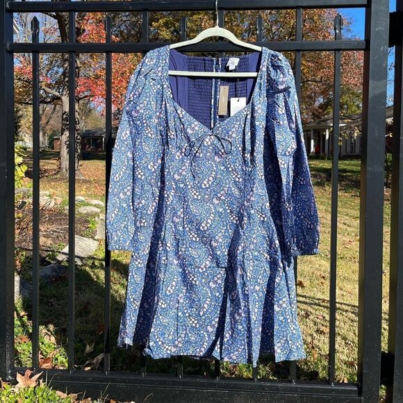 J Crew Liberty Sweetheart Long Sleeve Mini Dress in Bourton Bloom Fabric NWT - Picture 7 of 13
